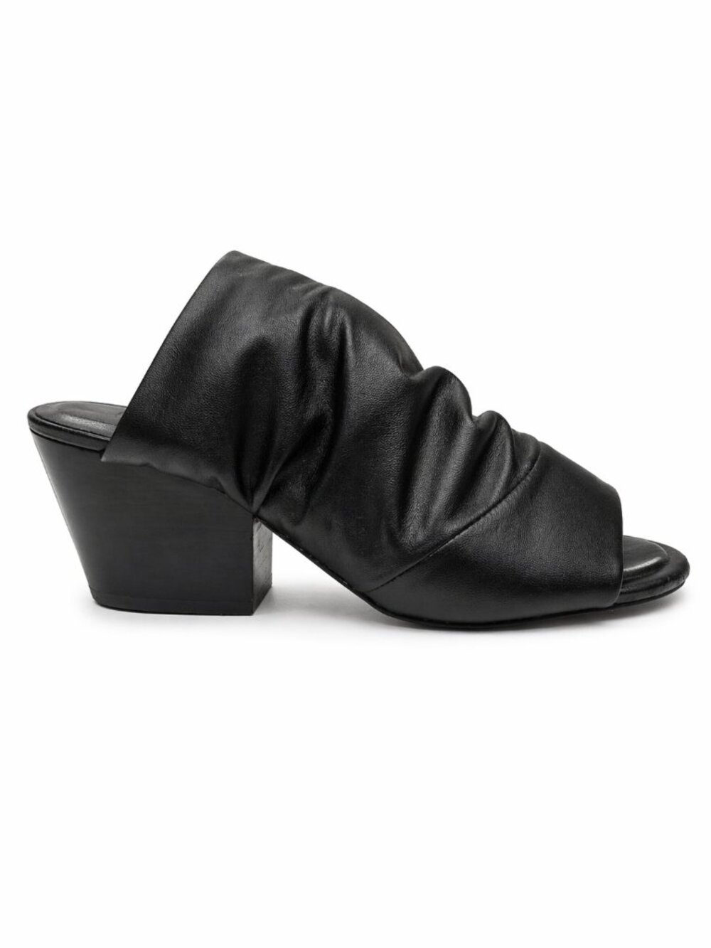 Golo Black Leather Mule Sandal Block Heel Open Toe Slip On Women's 7.5